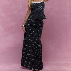 Missguided Black and White Polka Dot Skirt Set